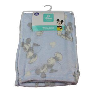 Disney Baby Mickey Mouse Fleece Blanket Blue Flag Infant Boys Soft NWT